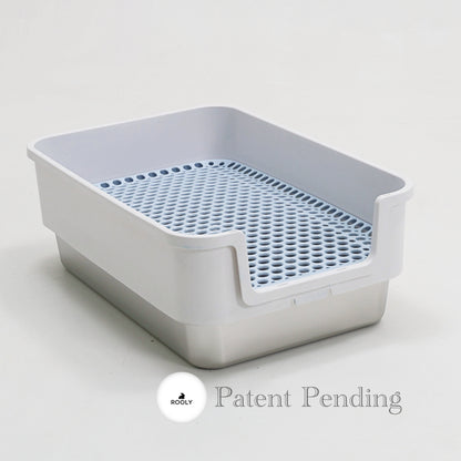 ROOLY Stainless Rabbit Litter Box - Short Side Entrance