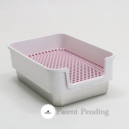 ROOLY Stainless Rabbit Litter Box - Short Side Entrance